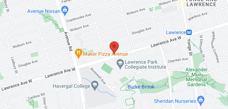 map of 202 Lawrence Ave W